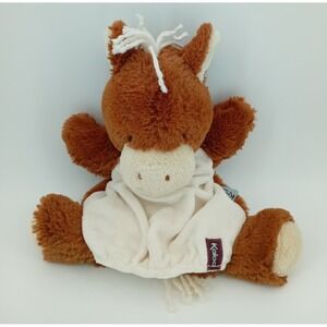 Kaloo France Brown Donkey Lovey Plush Marionette Baby Security Blanket Soft